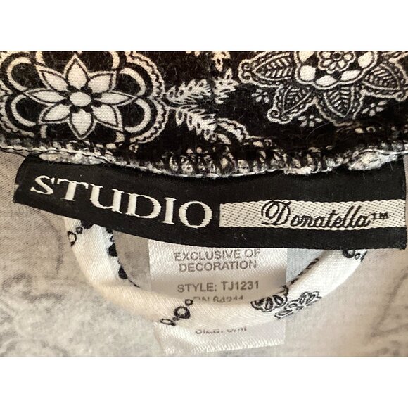 Donatella Studio wrap Robe Belt Black White Floral Paisley Soft Bath Lounge Sle - Picture 7 of 12